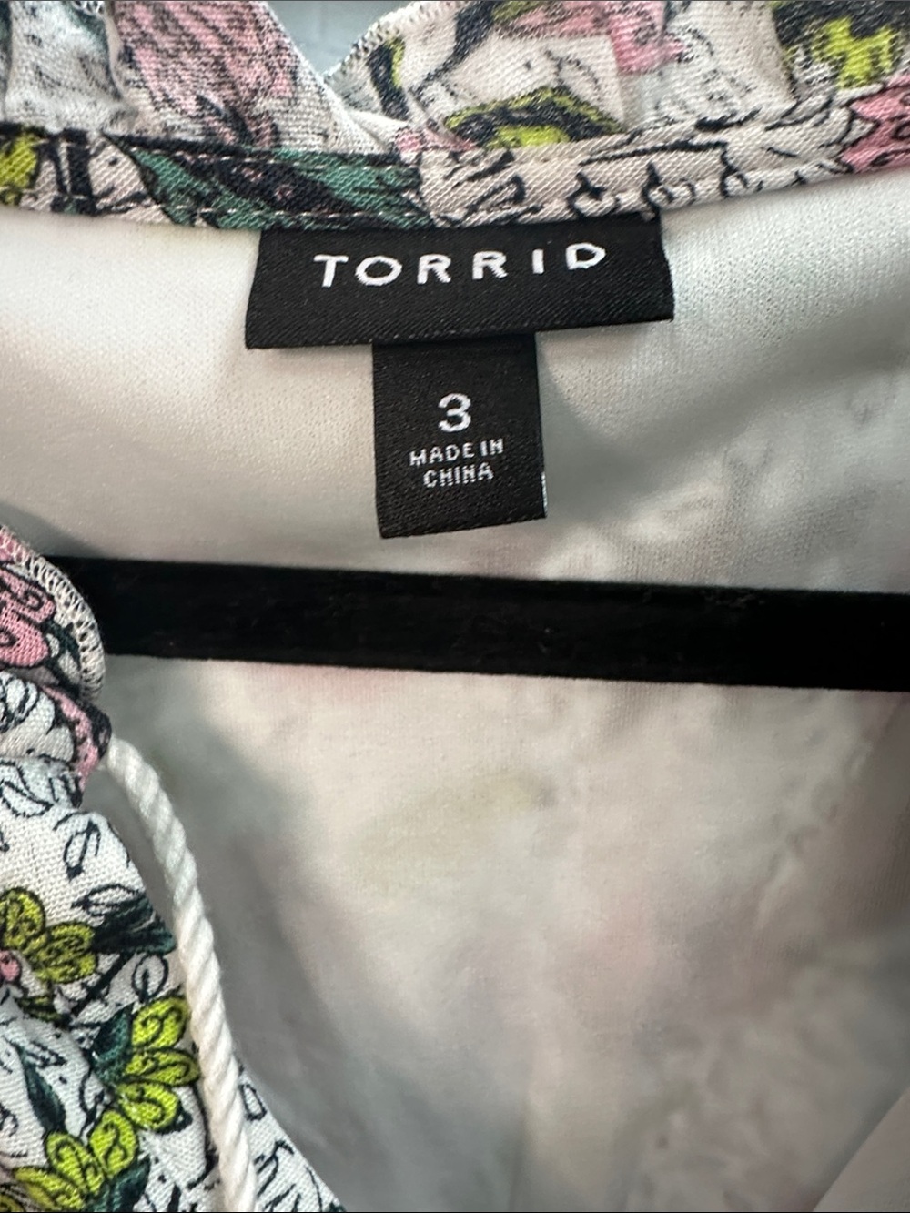 torrid Boho White Floral Print Dress with Pink and Green Accents - Picture 4 of 5